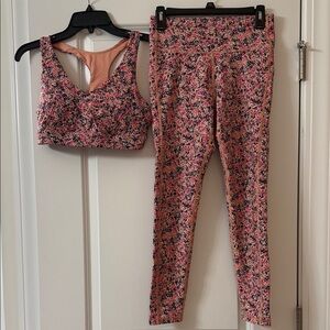 Tek Gear Pink, peach and green Floral Sports Bra and Leggings